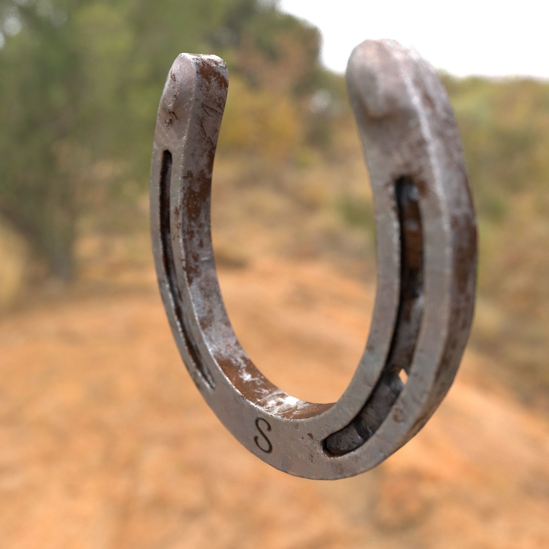 3D Horseshoe with letter s Low-poly 3D model_5