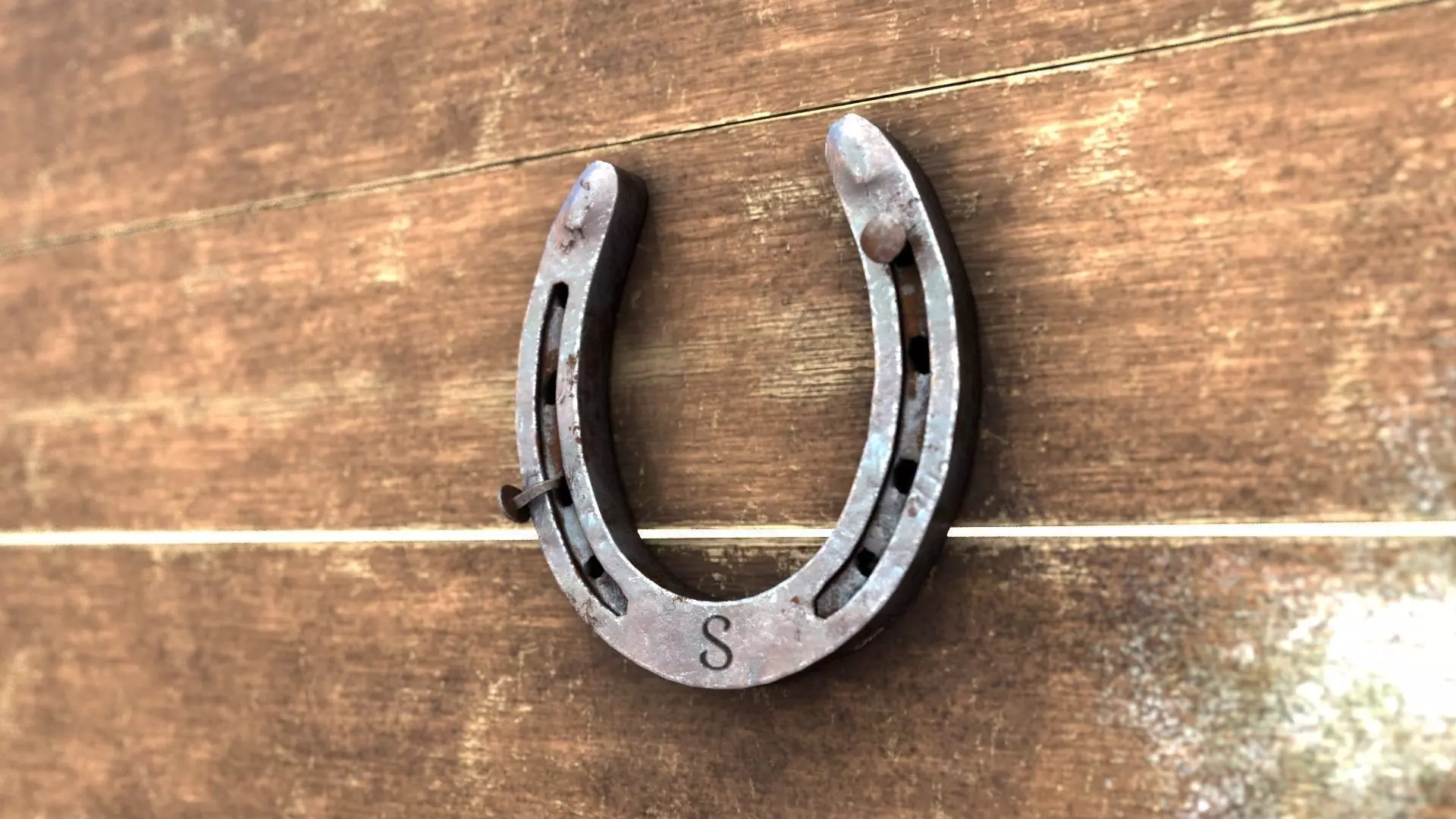 3D Horseshoe with letter s Low-poly 3D model_0