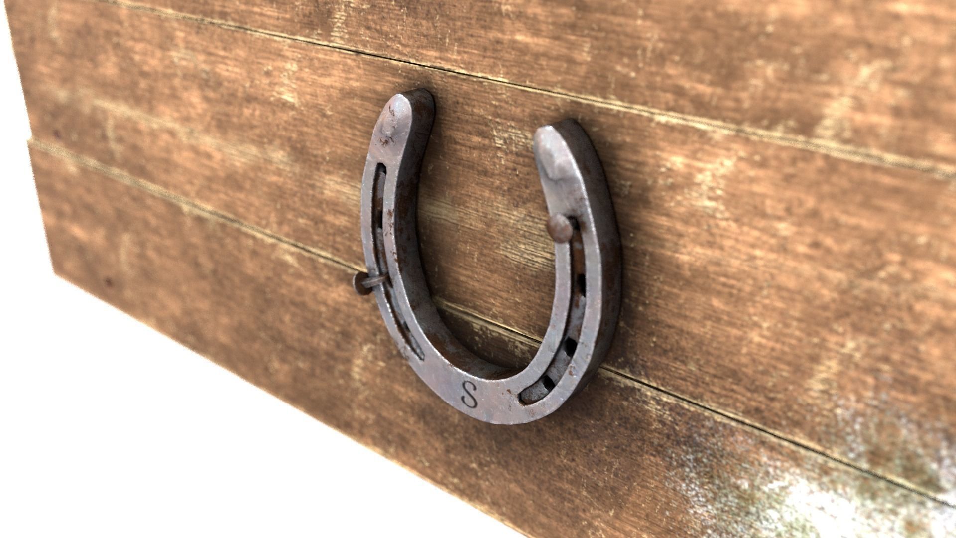 3D Horseshoe with letter s Low-poly 3D model_2