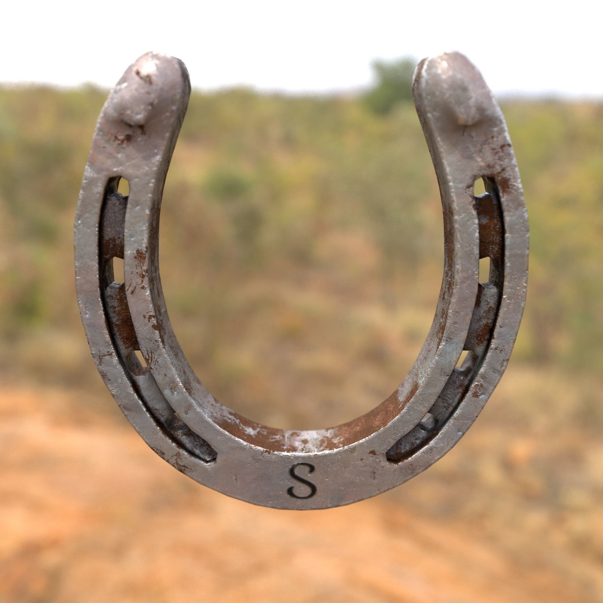 3D Horseshoe with letter s Low-poly 3D model_4