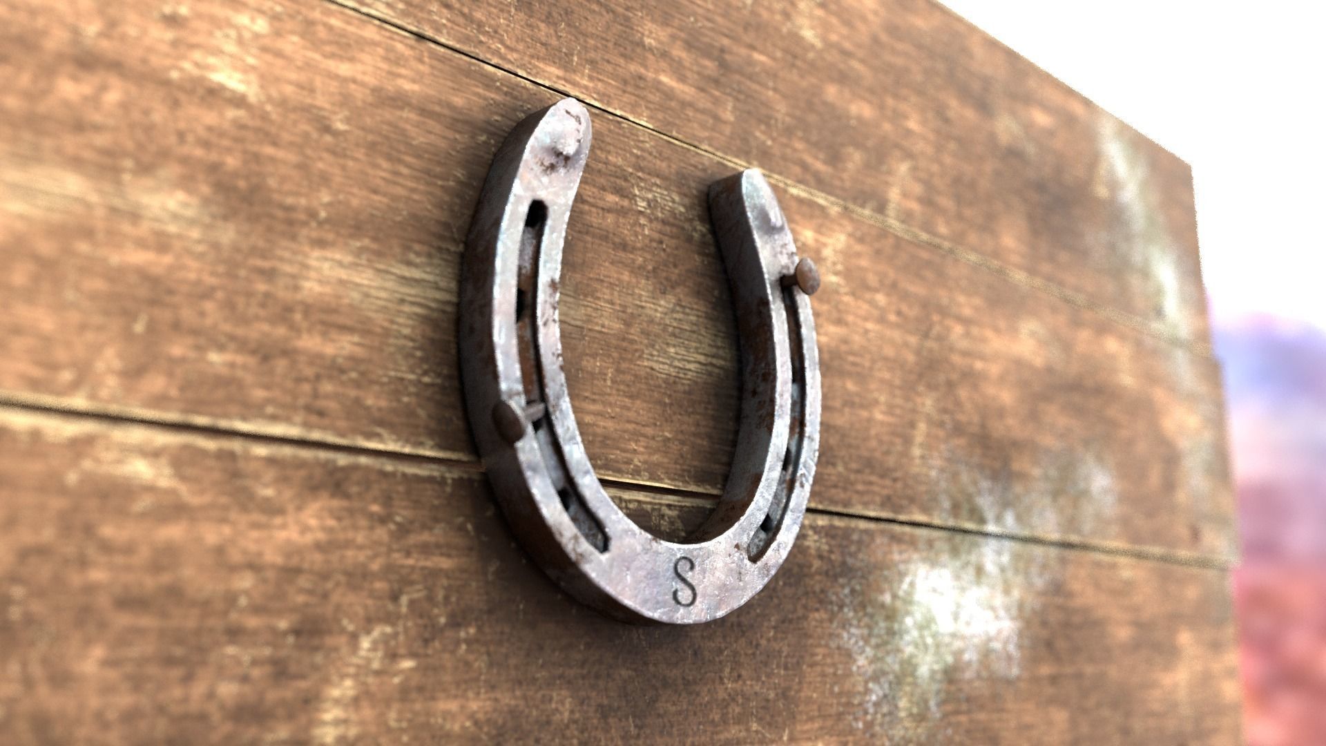 3D Horseshoe with letter s Low-poly 3D model_1