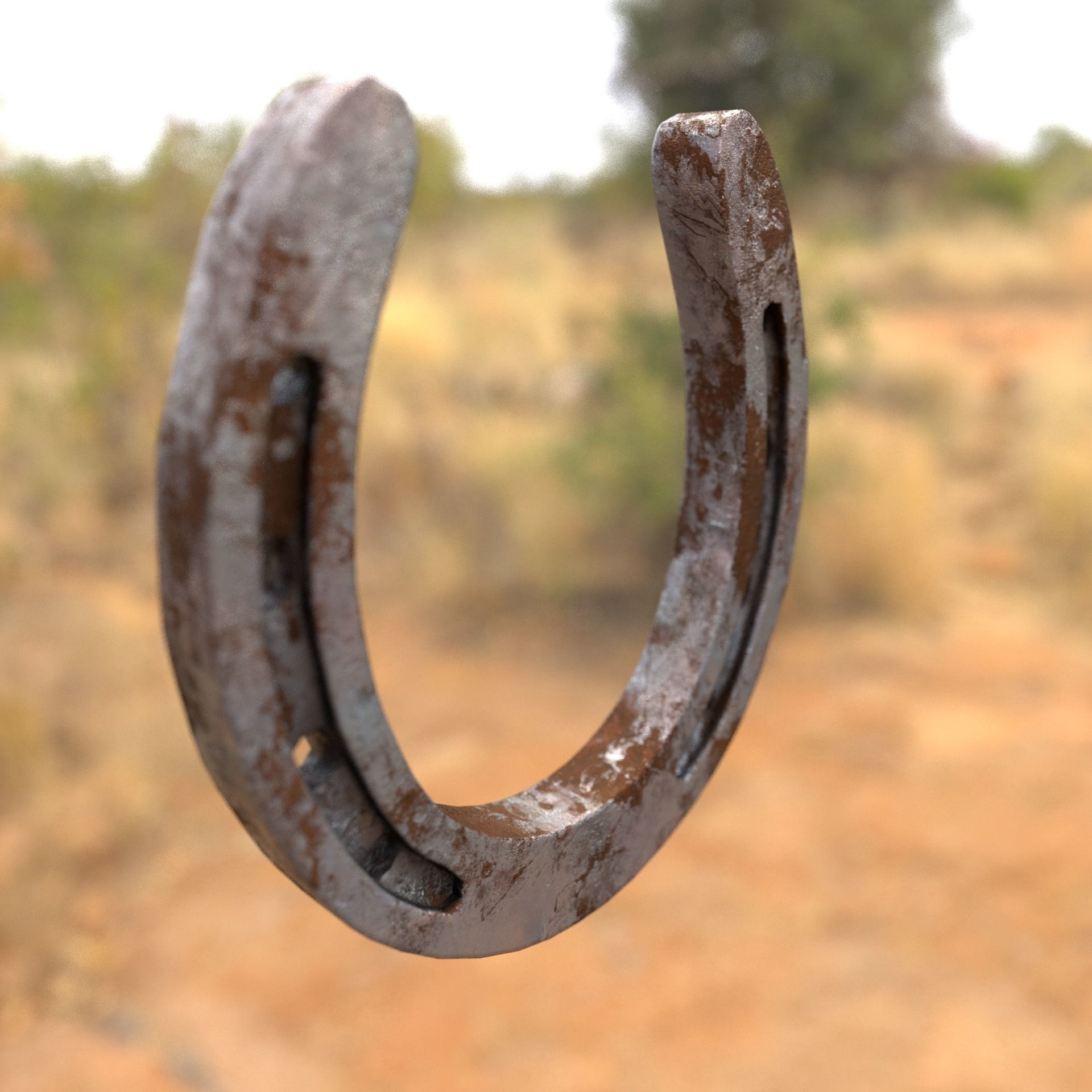 3D Horseshoe with letter s Low-poly 3D model_7