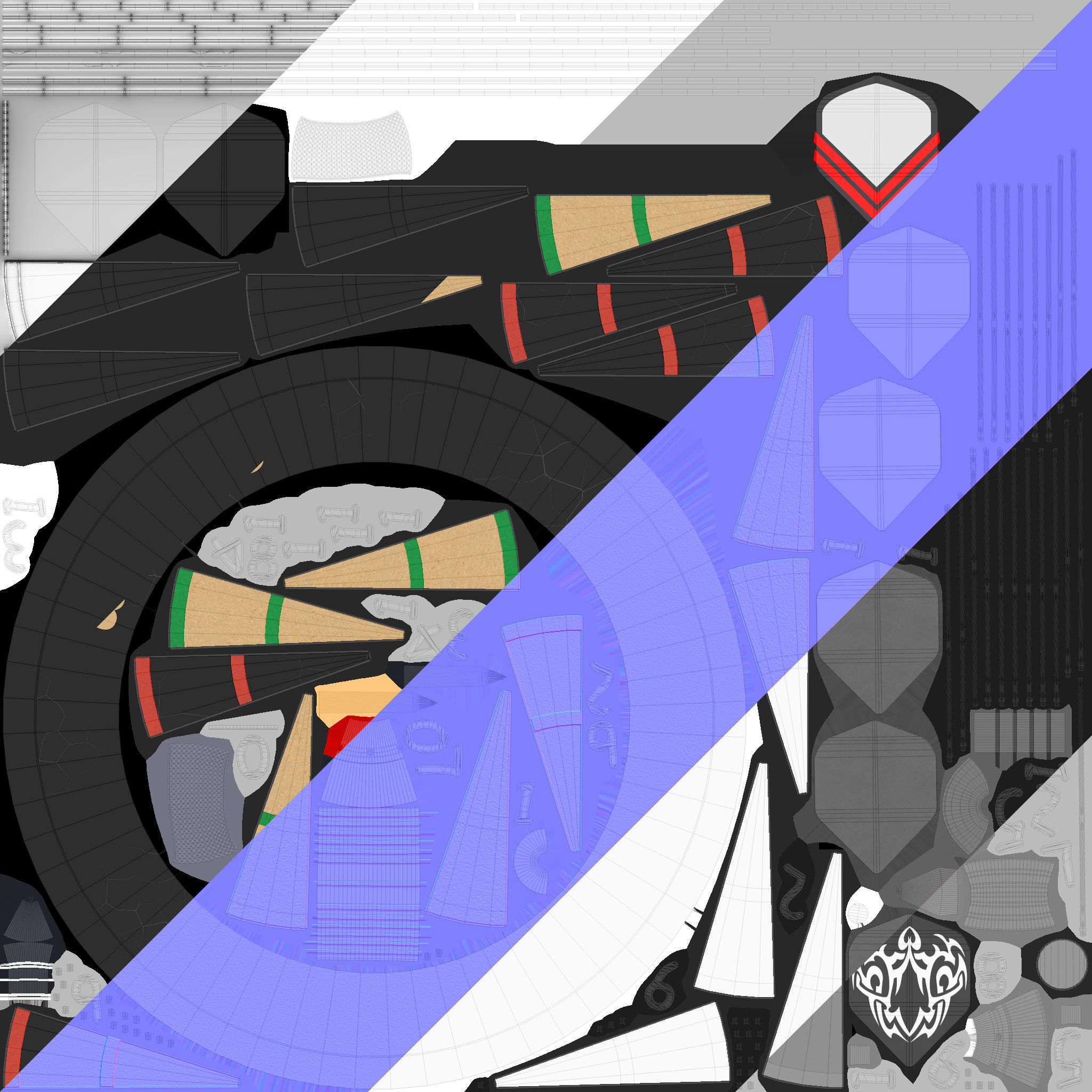 Dartboard Cabinet Low-poly 3D model_21