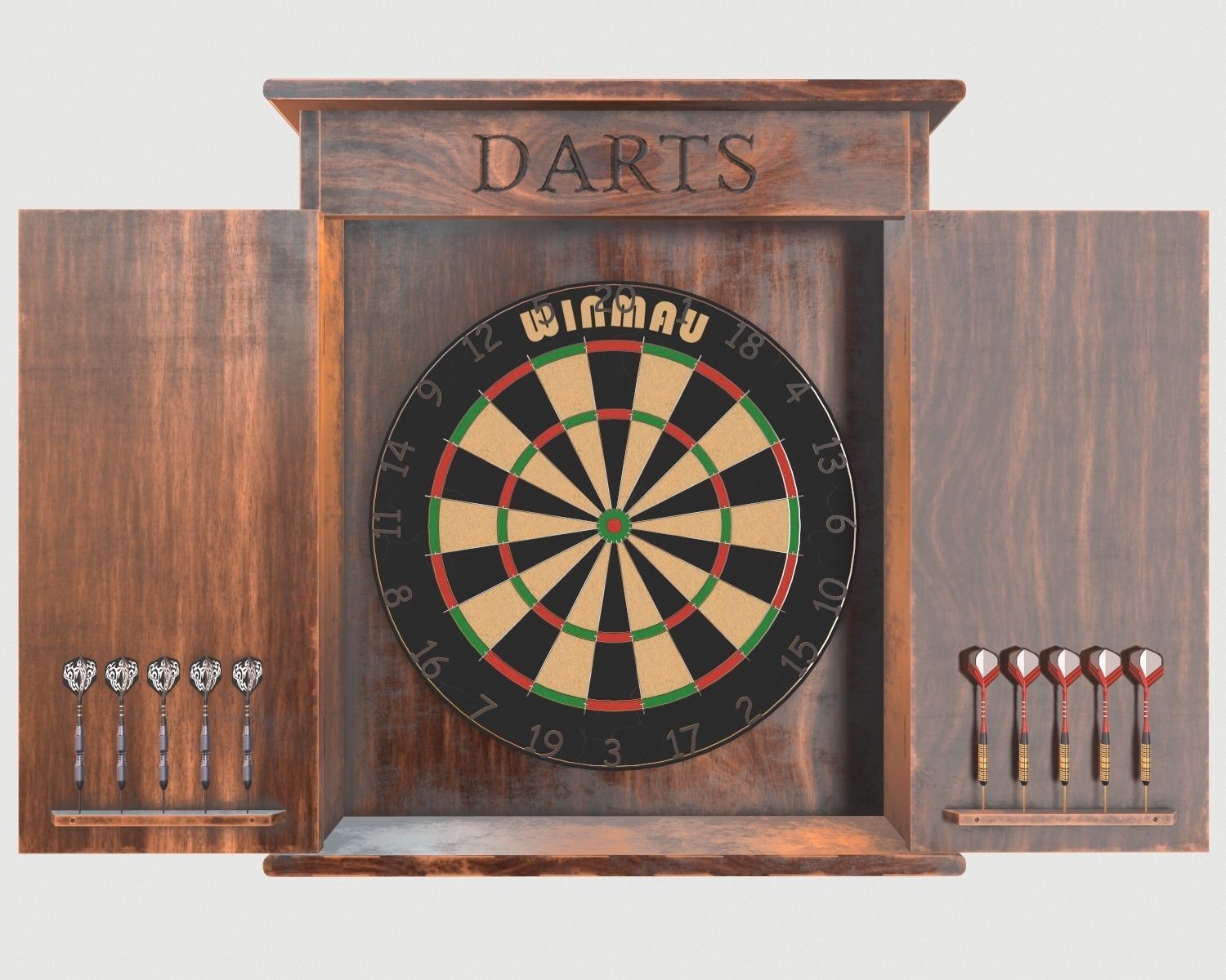 Dartboard Cabinet Low-poly 3D model_1