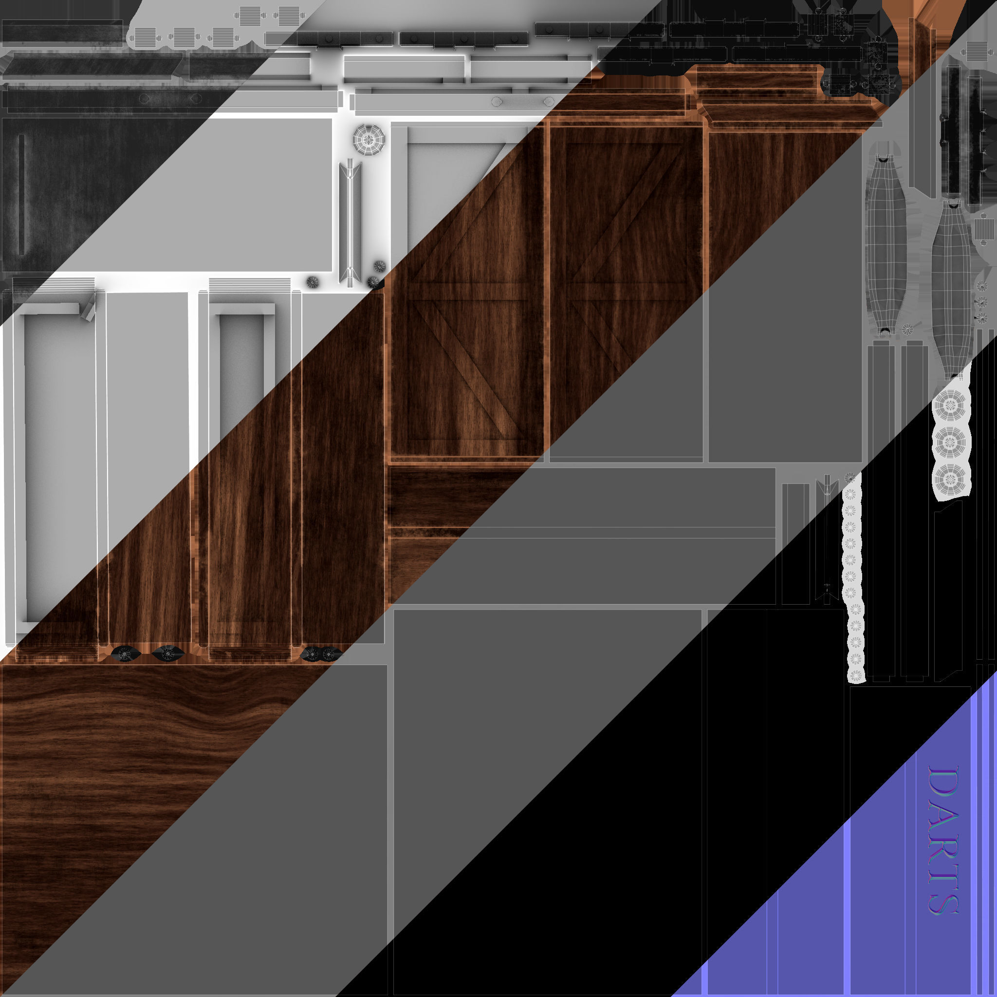 Dartboard Cabinet Low-poly 3D model_20