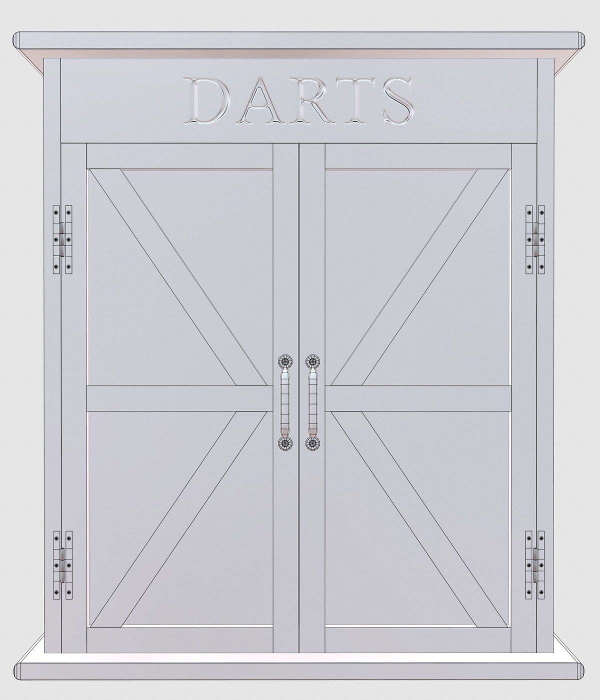 Dartboard Cabinet Low-poly 3D model_14