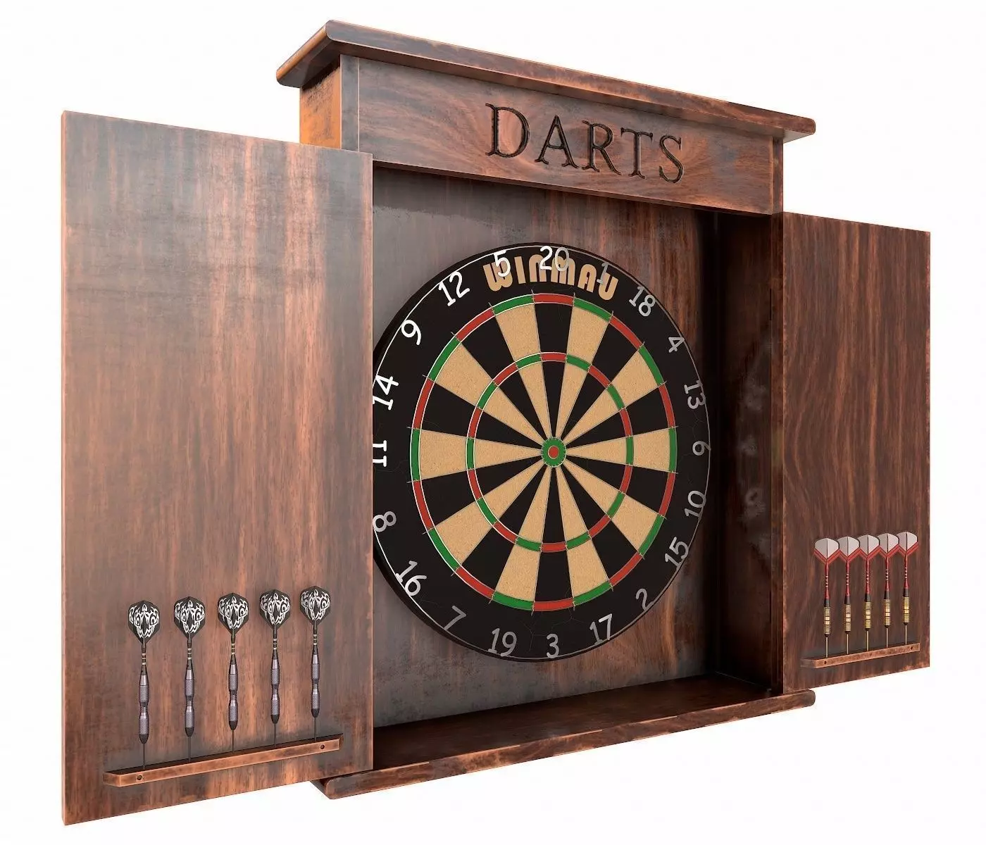 Dartboard Cabinet Low-poly 3D model_0