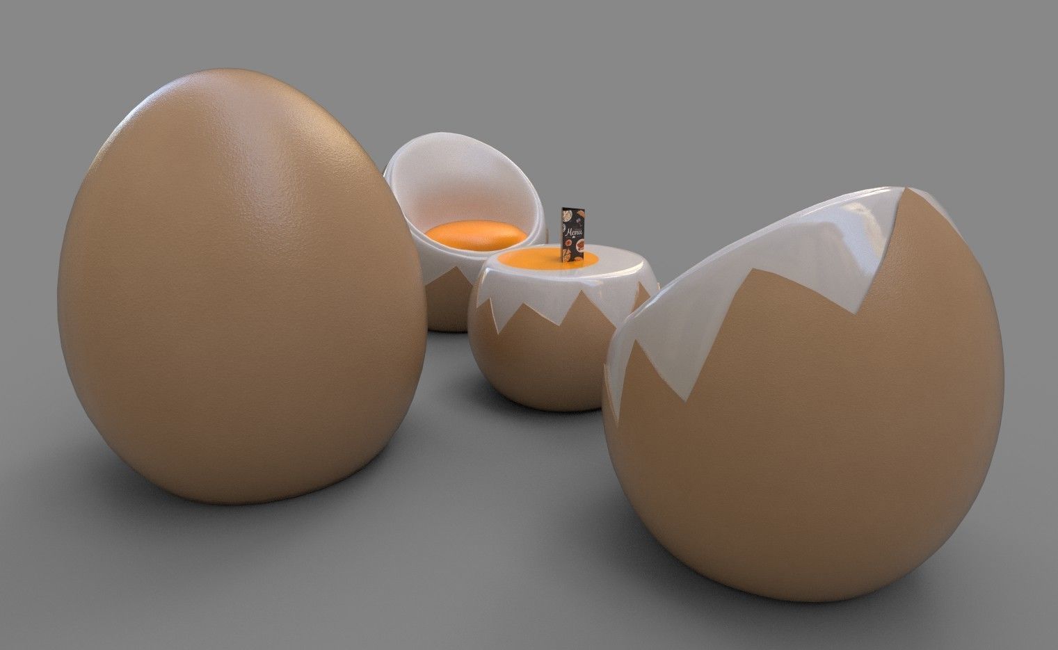 EGGcellent Chair and Table Low-poly 3D model_2