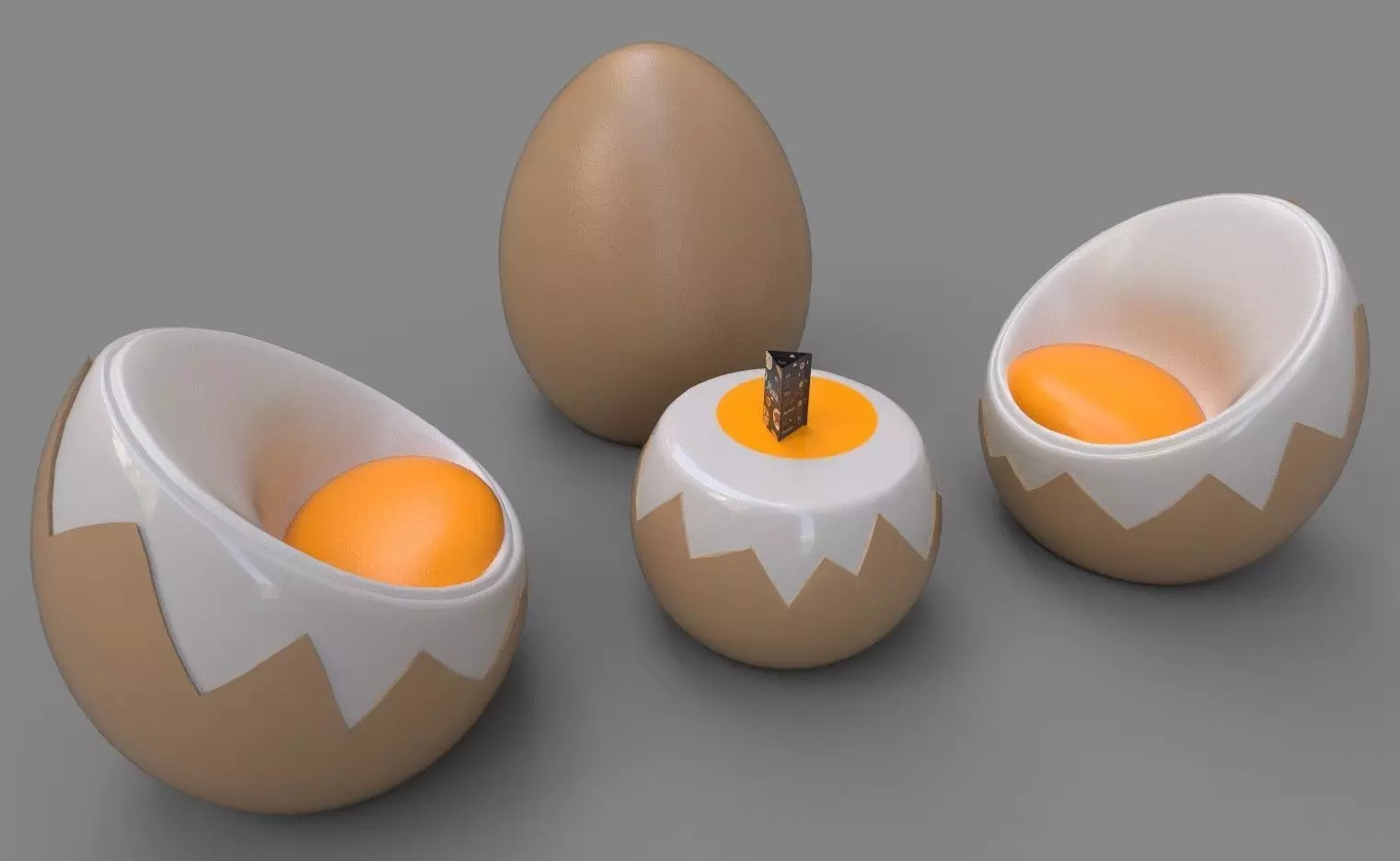 EGGcellent Chair and Table Low-poly 3D model_0