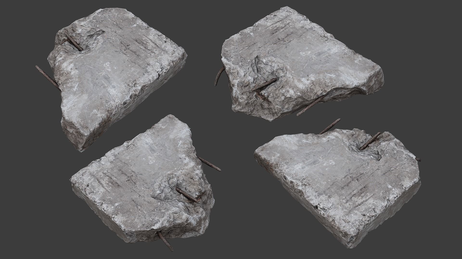 Scanned Construction Debris Pack Low-poly 3D model_1