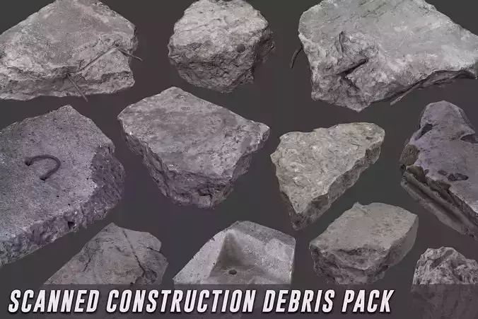 Scanned Construction Debris Pack Low-poly 3D model