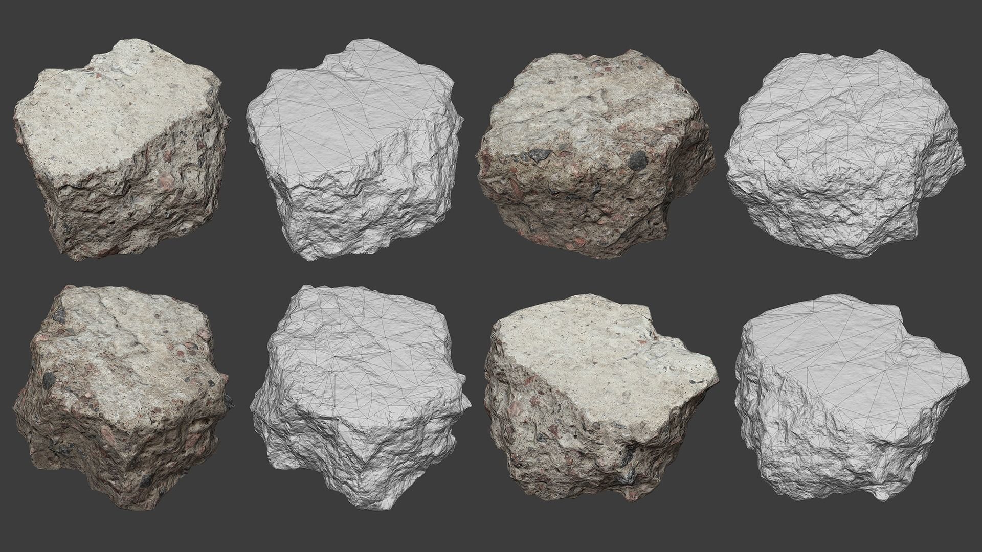 Scanned Construction Debris Pack Low-poly 3D model_6