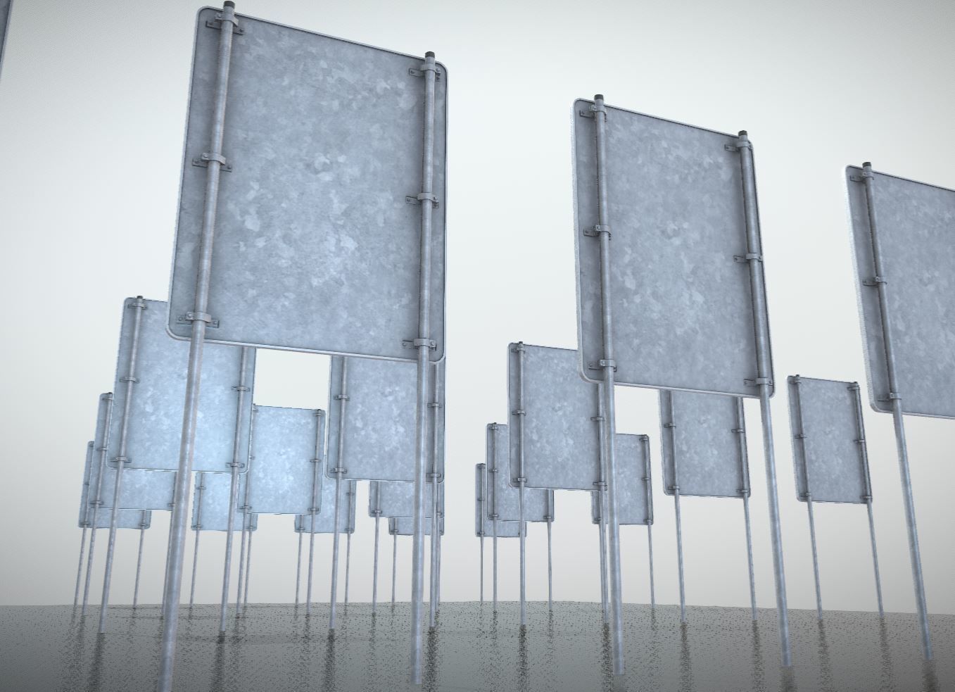 group of signs with arrows pointing Low-poly 3D model_16