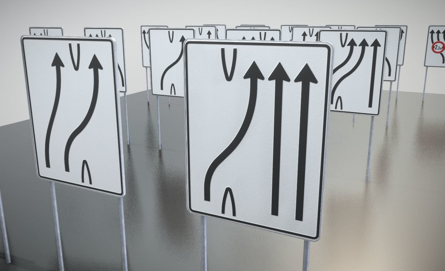 group of signs with arrows pointing Low-poly 3D model_6