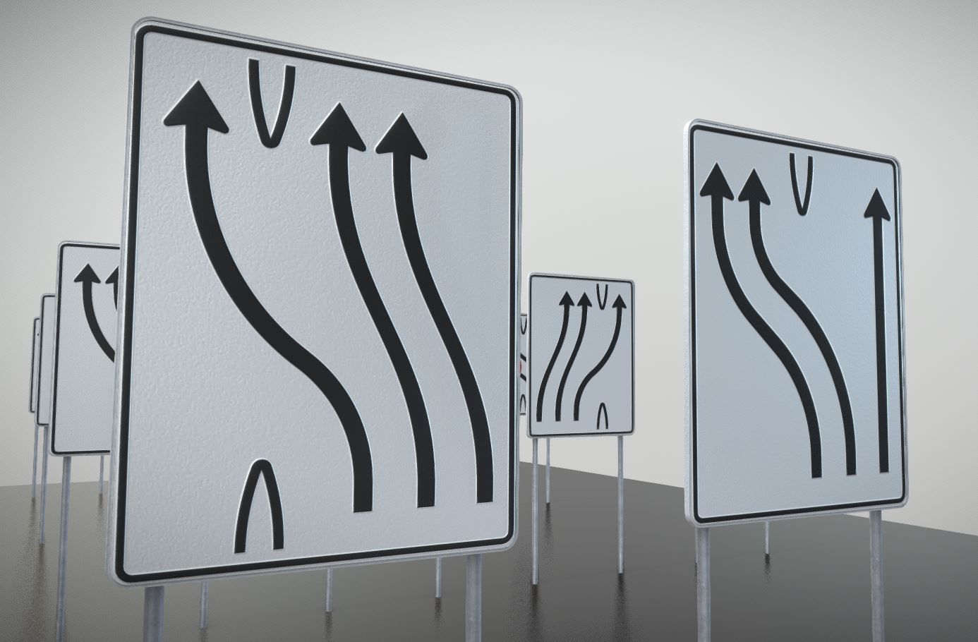 group of signs with arrows pointing Low-poly 3D model_14