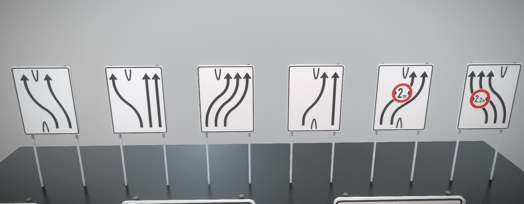 group of signs with arrows pointing Low-poly 3D model_13