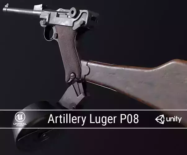 PBR Artillery Luger P08 Low-poly 3D model