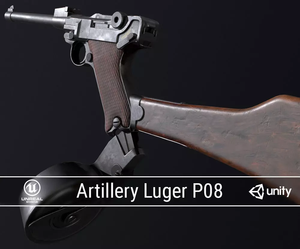 PBR Artillery Luger P08 Low-poly 3D model_0
