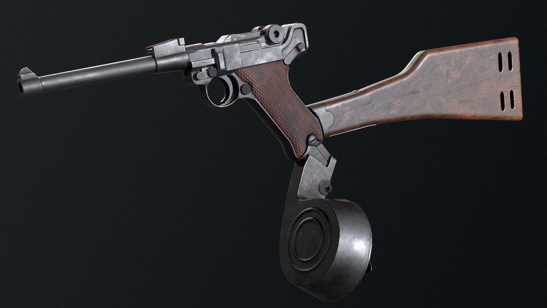 PBR Artillery Luger P08 Low-poly 3D model_3