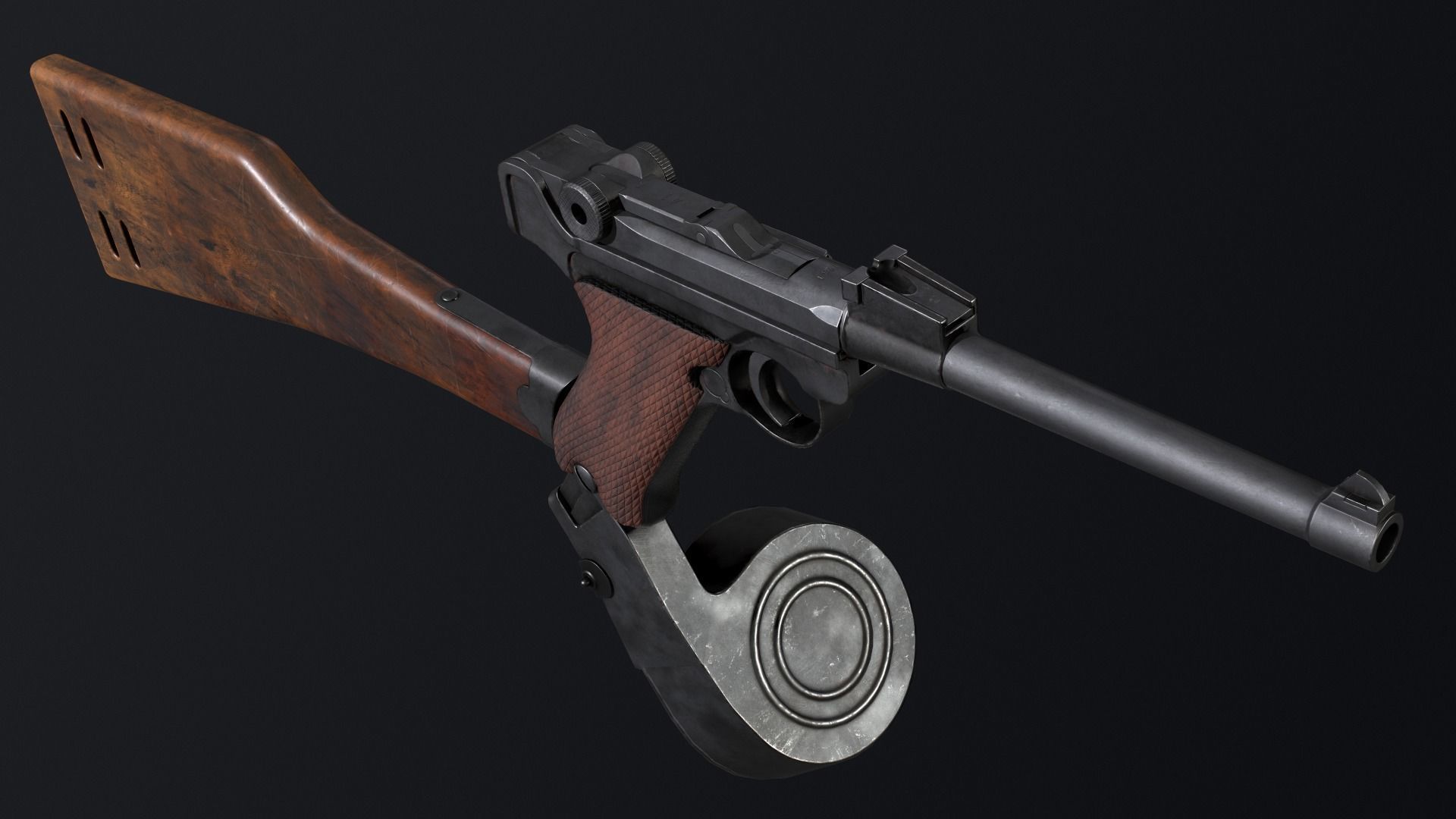 PBR Artillery Luger P08 Low-poly 3D model_5