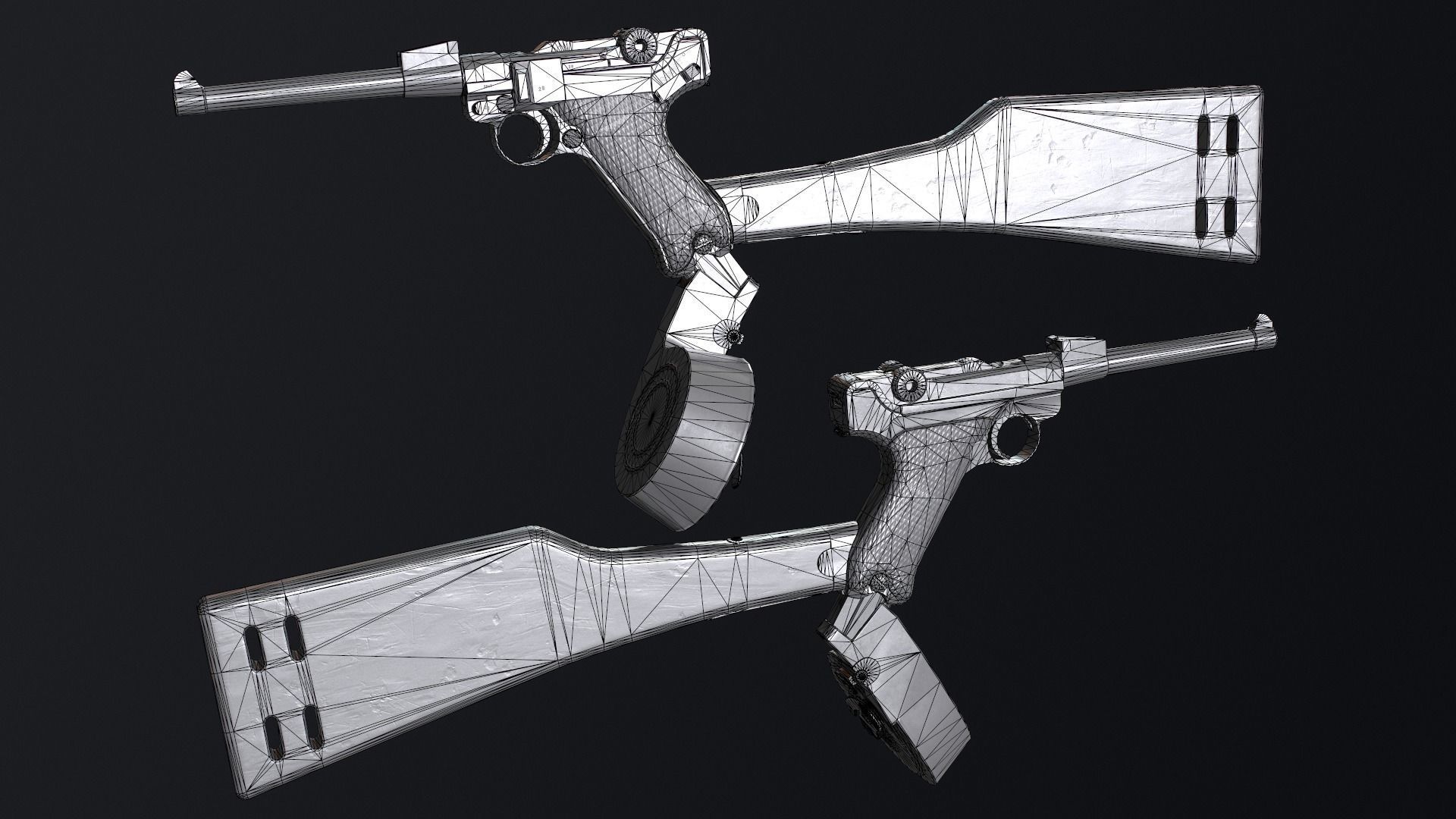 PBR Artillery Luger P08 Low-poly 3D model_11