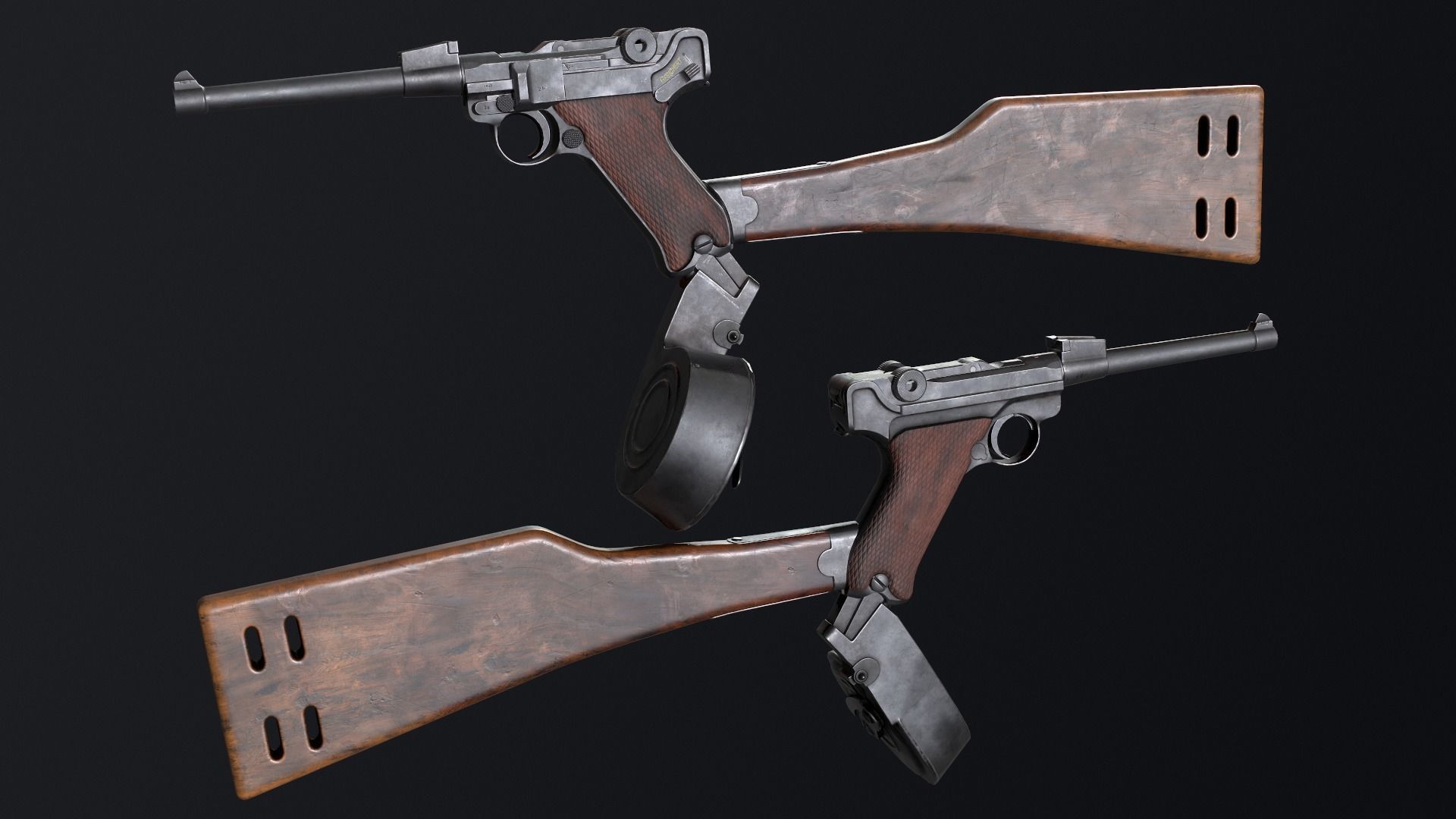 PBR Artillery Luger P08 Low-poly 3D model_2