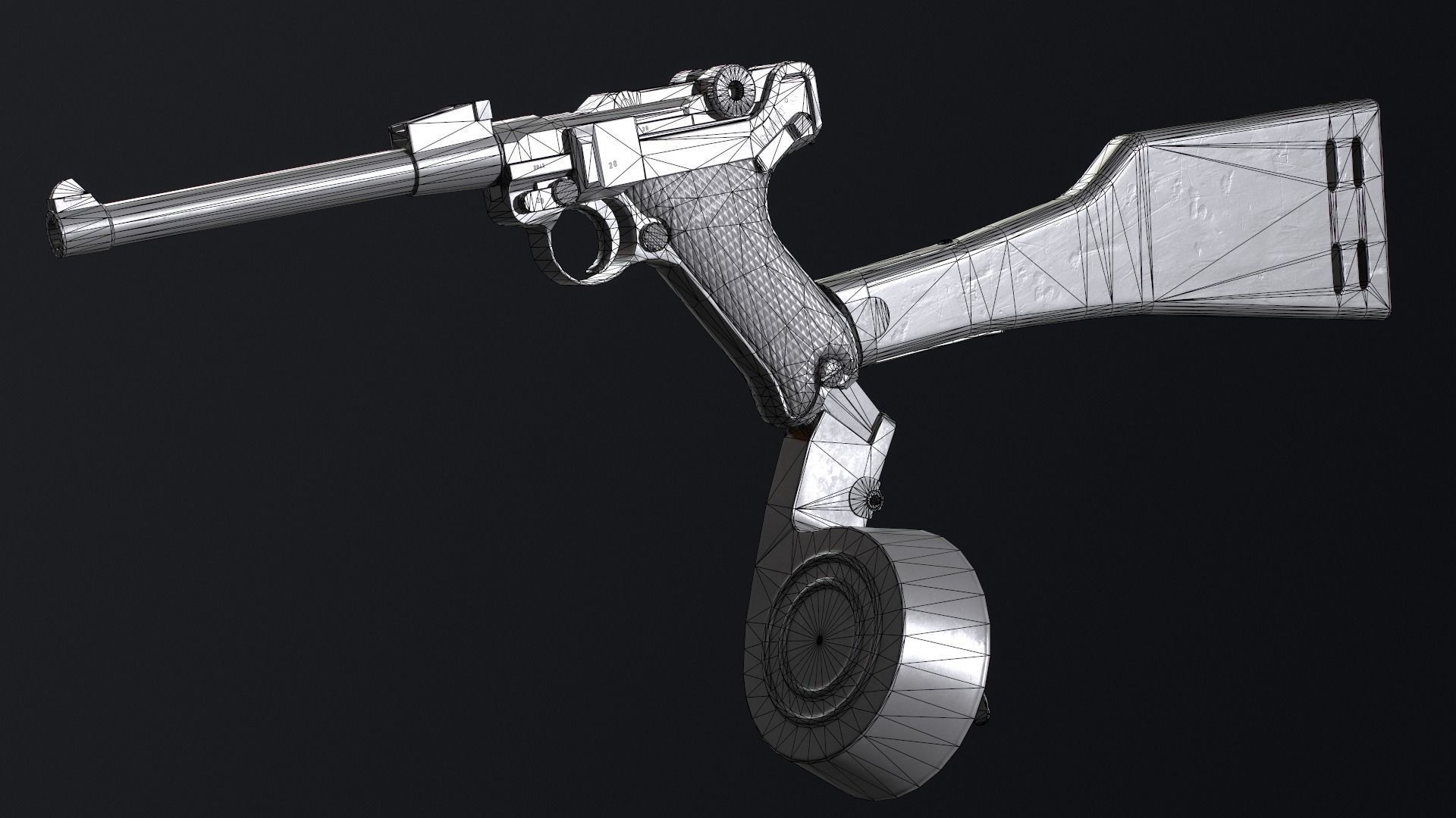 PBR Artillery Luger P08 Low-poly 3D model_13