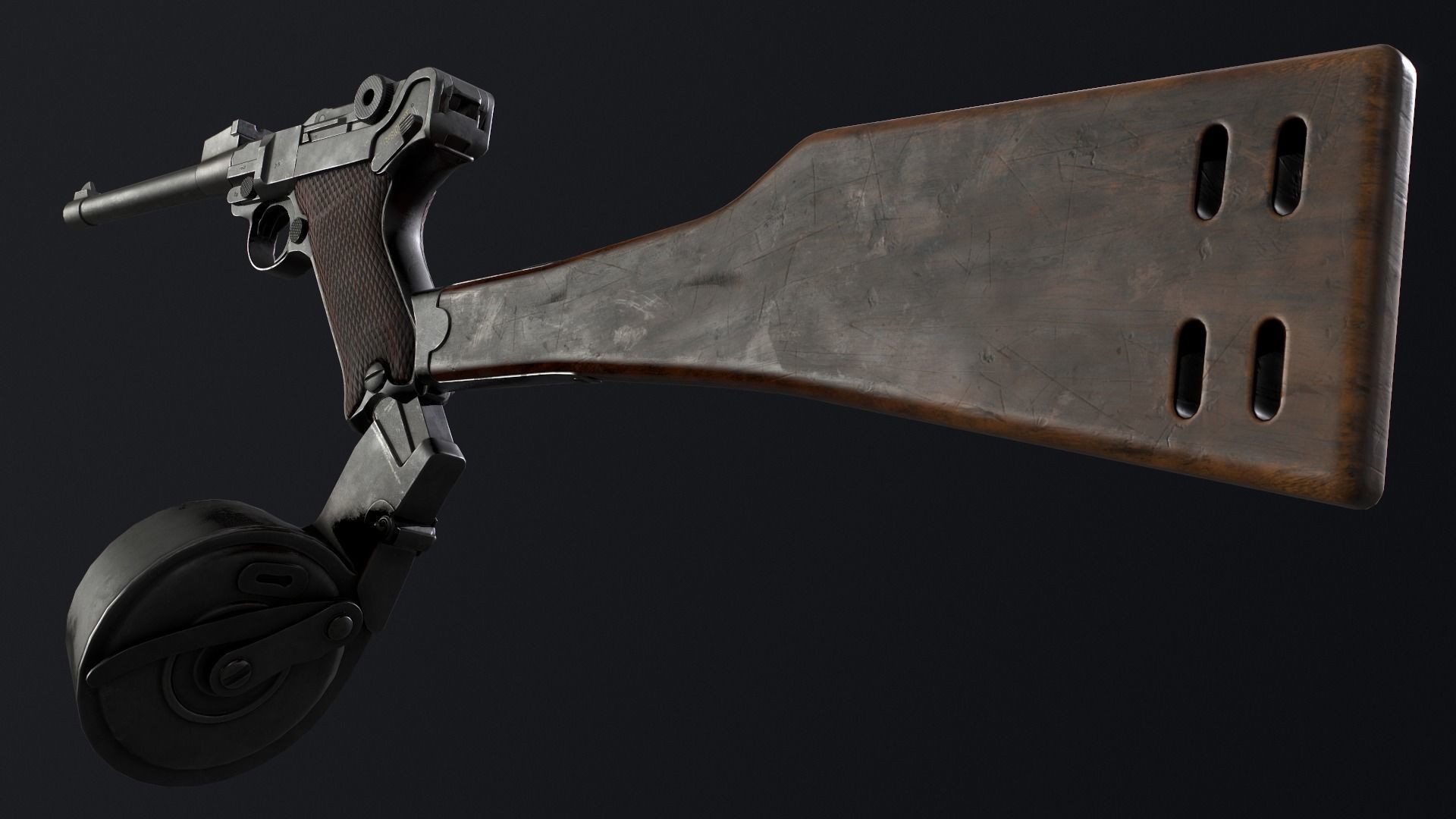 PBR Artillery Luger P08 Low-poly 3D model_4