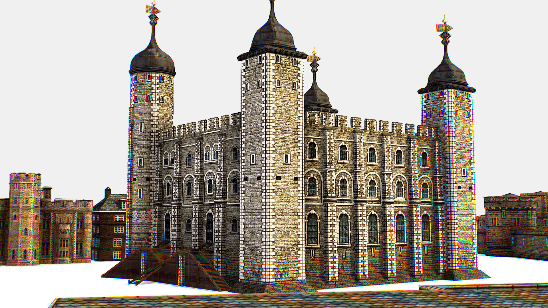 Fortress of the Tower of London historic castle 3d model Low-poly 3D model_22