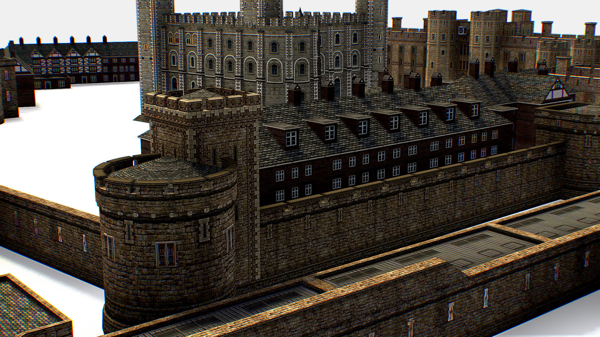 Fortress of the Tower of London historic castle 3d model Low-poly 3D model_20
