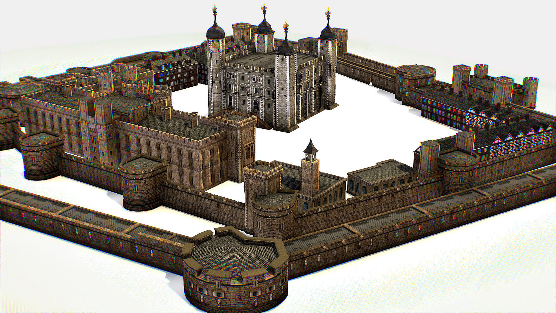 Fortress of the Tower of London historic castle 3d model Low-poly 3D model_8