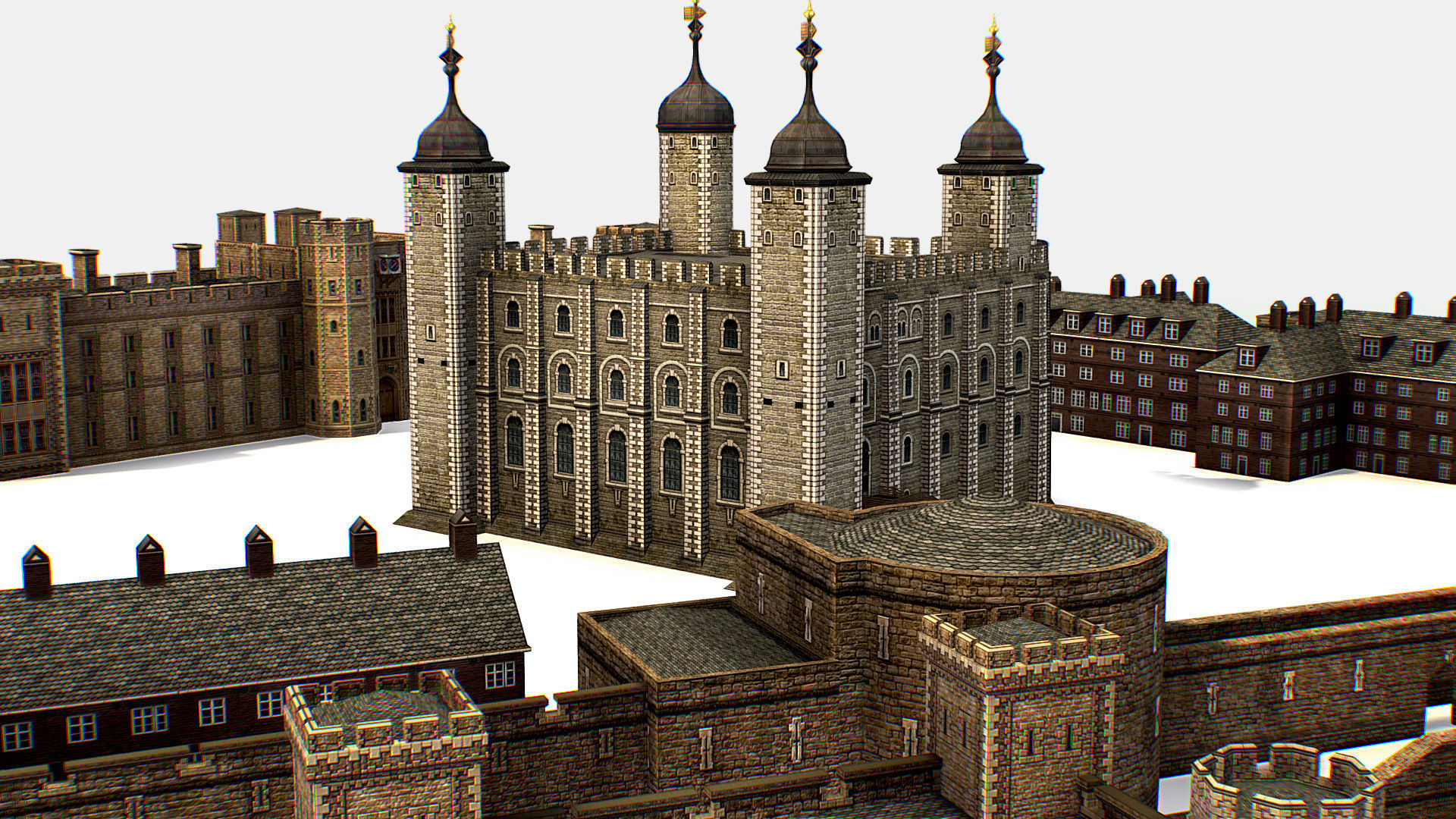 Fortress of the Tower of London historic castle 3d model Low-poly 3D model_15