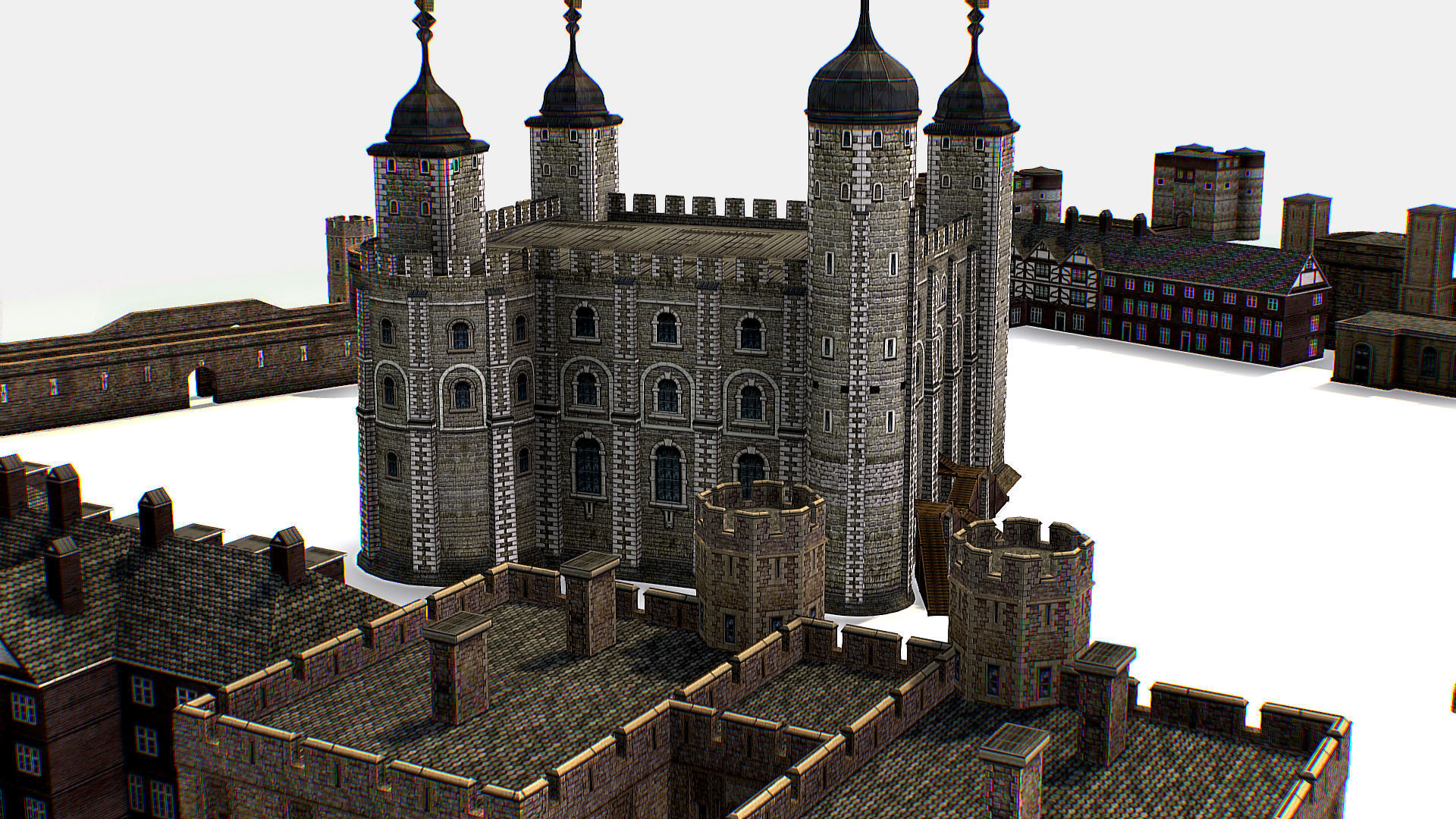 Fortress of the Tower of London historic castle 3d model Low-poly 3D model_19