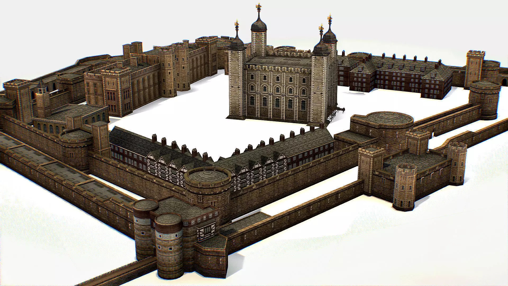 Fortress of the Tower of London historic castle 3d model Low-poly 3D model_0