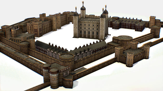 Fortress of the Tower of London historic castle 3d model Low-poly 3D model