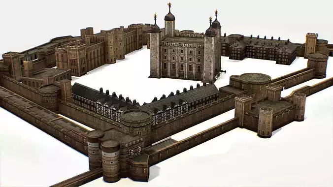 Fortress of the Tower of London historic castle 3d model Low-poly 3D model