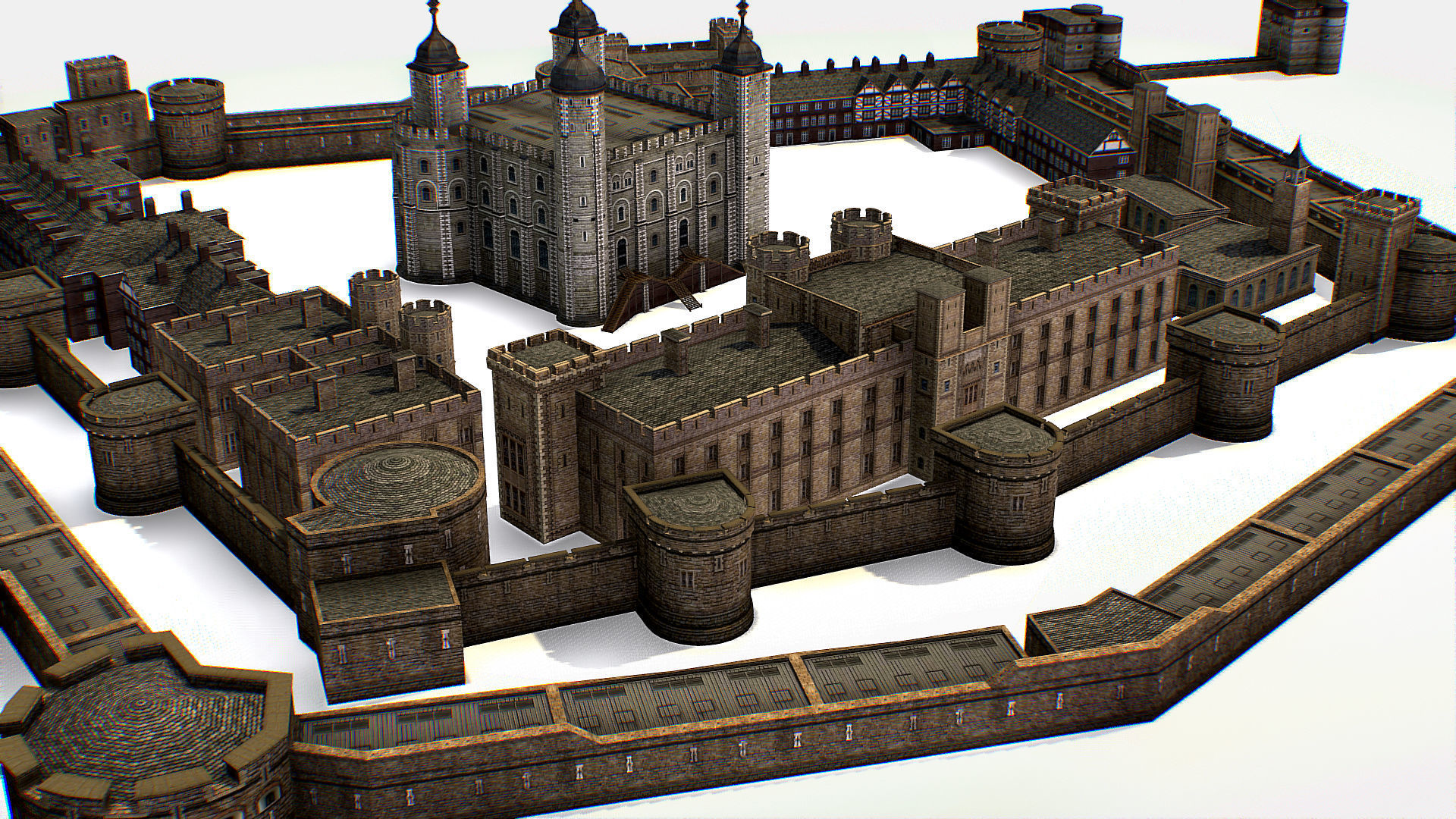 Fortress of the Tower of London historic castle 3d model Low-poly 3D model_10