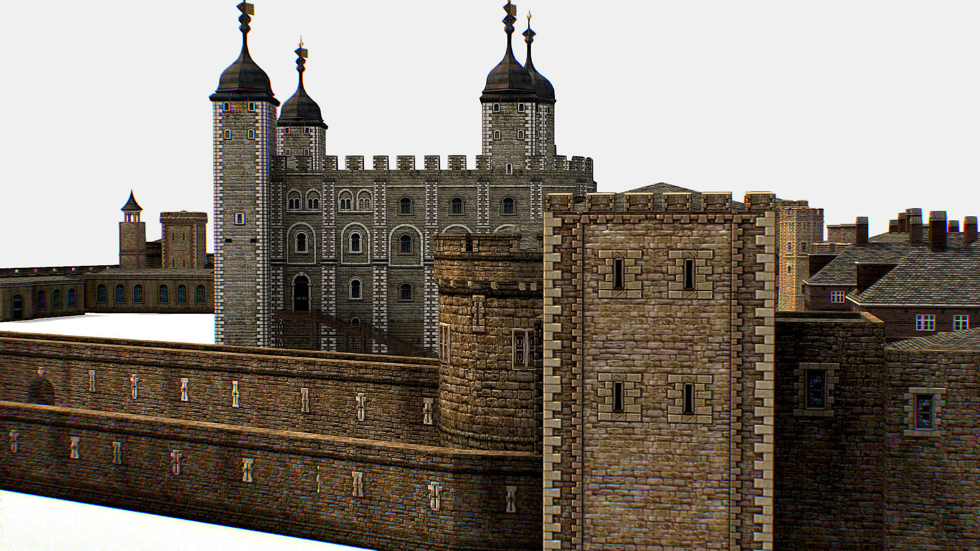 Fortress of the Tower of London historic castle 3d model Low-poly 3D model_18