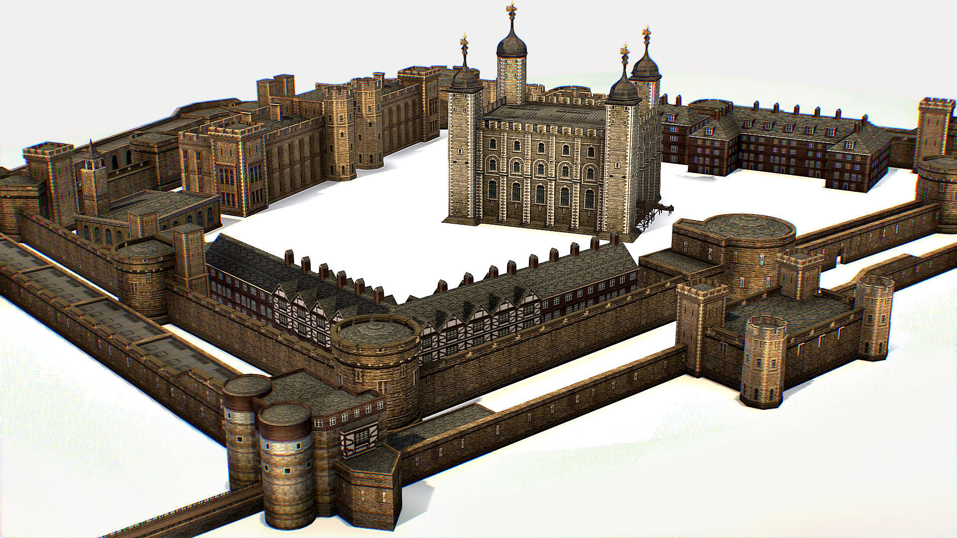Fortress of the Tower of London historic castle 3d model Low-poly 3D model_6