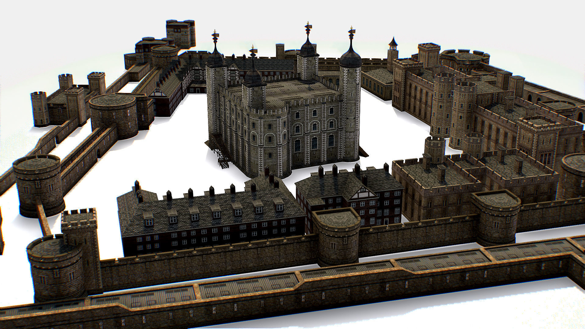Fortress of the Tower of London historic castle 3d model Low-poly 3D model_3