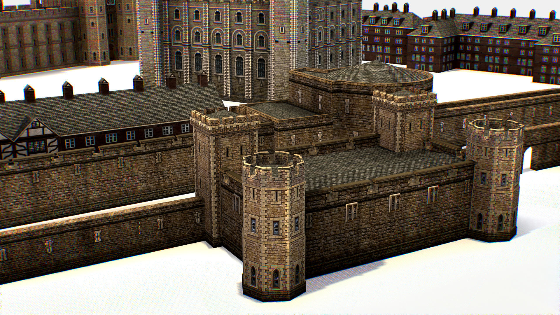 Fortress of the Tower of London historic castle 3d model Low-poly 3D model_12