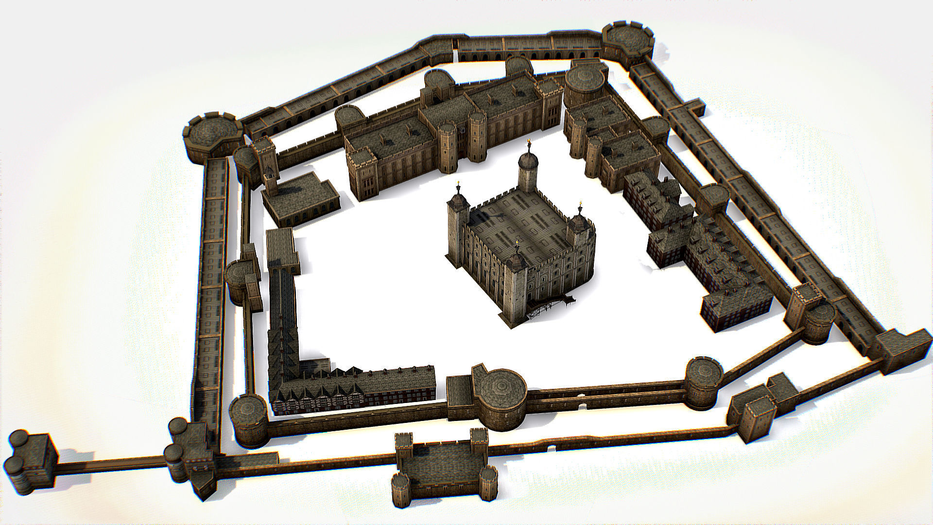Fortress of the Tower of London historic castle 3d model Low-poly 3D model_23