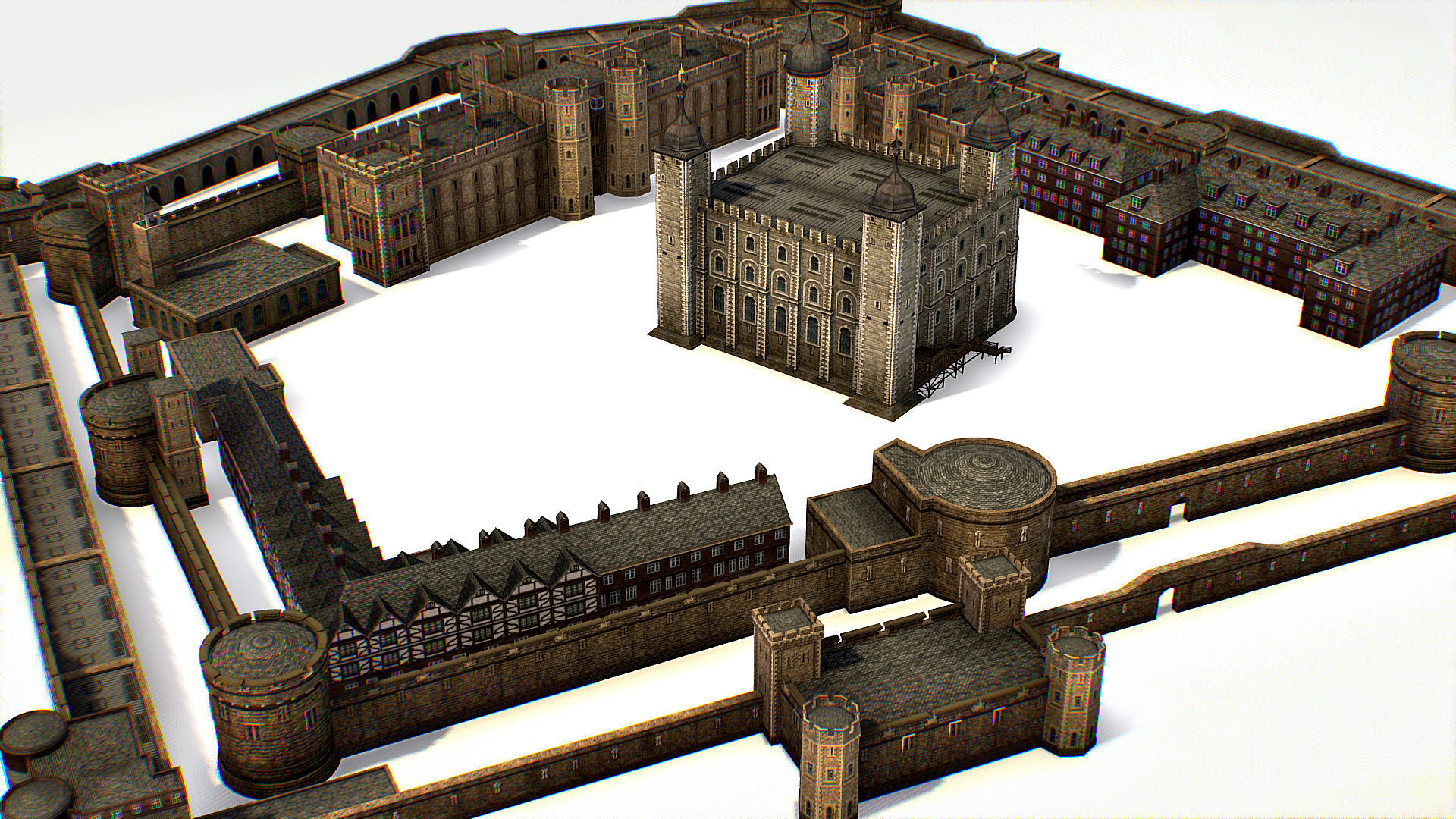 Fortress of the Tower of London historic castle 3d model Low-poly 3D model_9