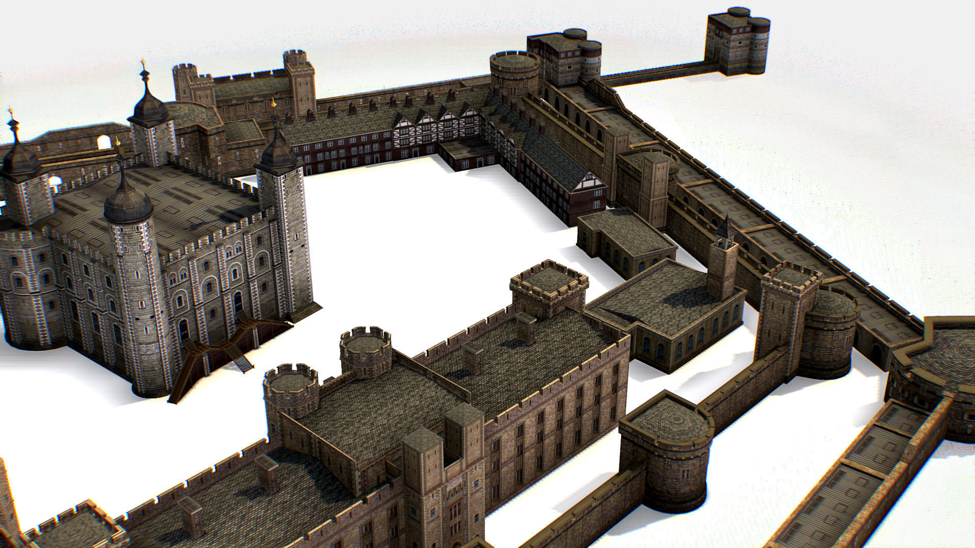 Fortress of the Tower of London historic castle 3d model Low-poly 3D model_29