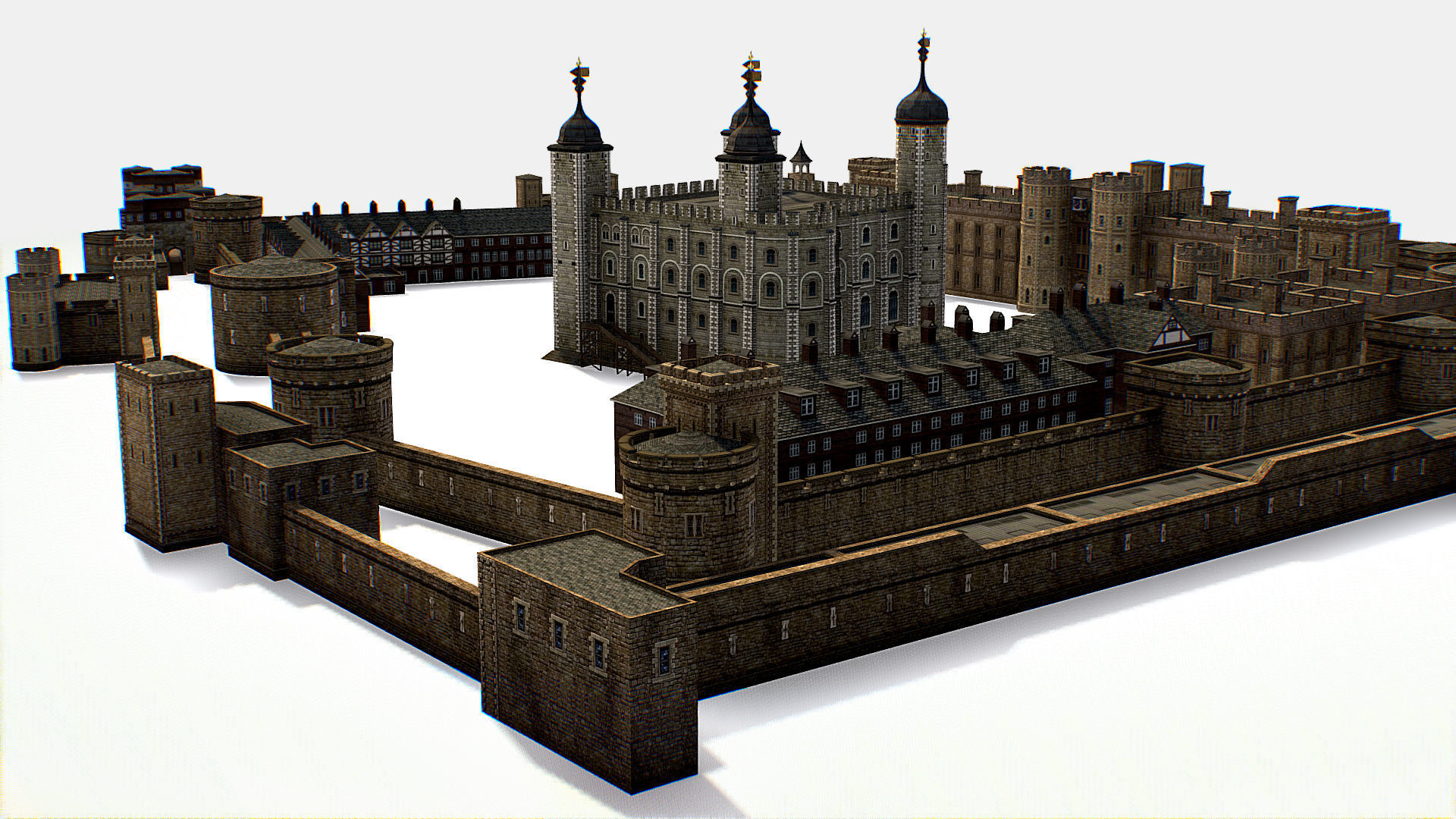 Fortress of the Tower of London historic castle 3d model Low-poly 3D model_2