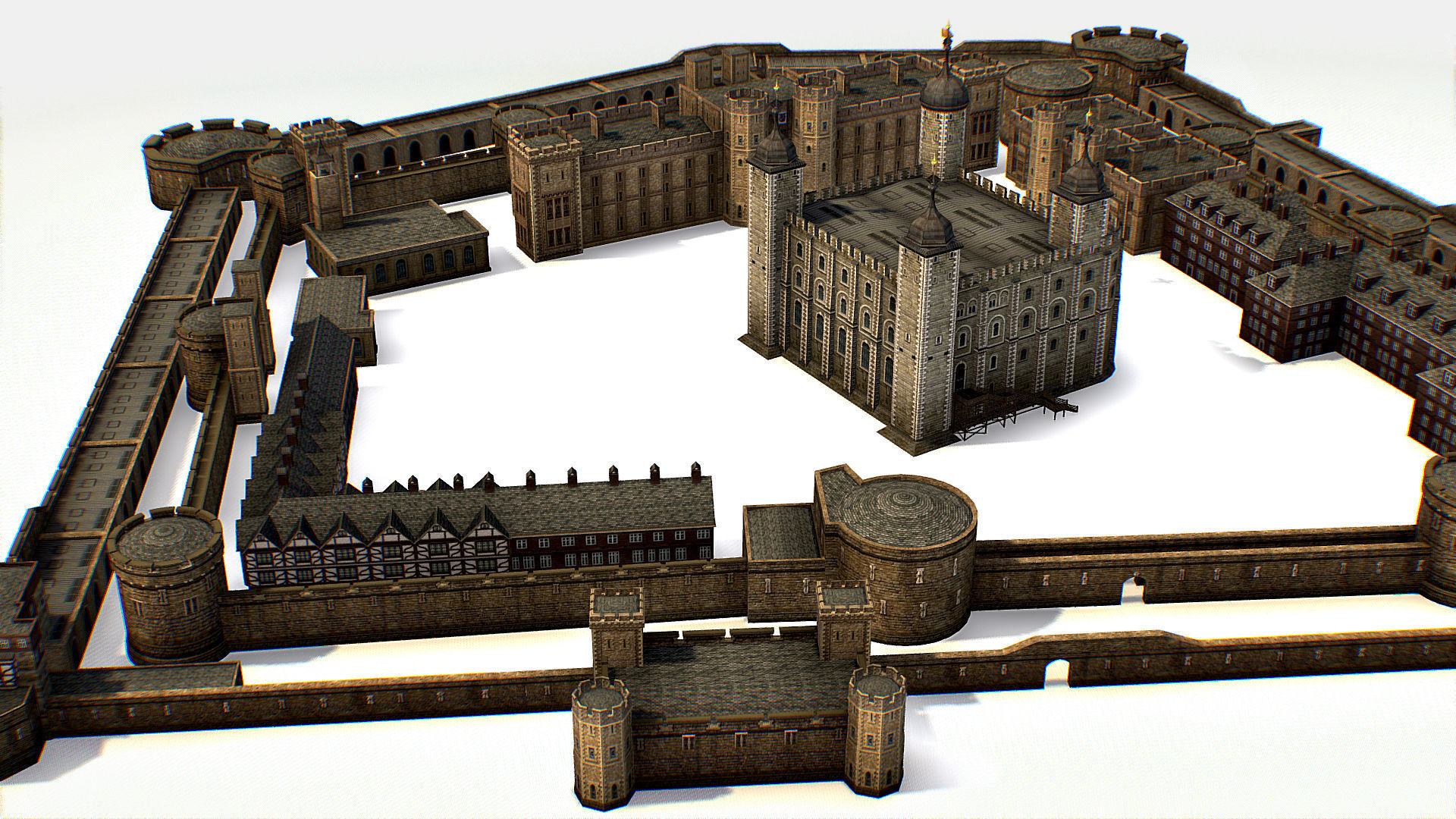 Fortress of the Tower of London historic castle 3d model Low-poly 3D model_30