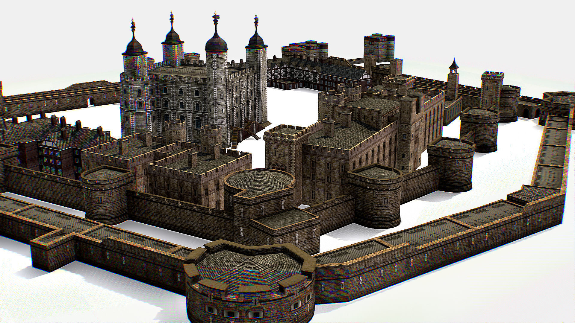 Fortress of the Tower of London historic castle 3d model Low-poly 3D model_5