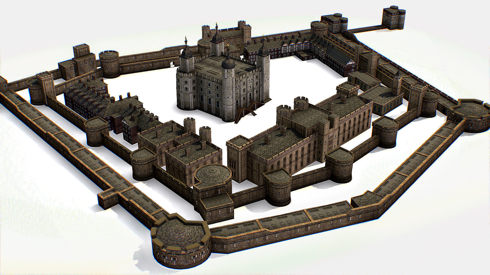 Fortress of the Tower of London historic castle 3d model Low-poly 3D model_26