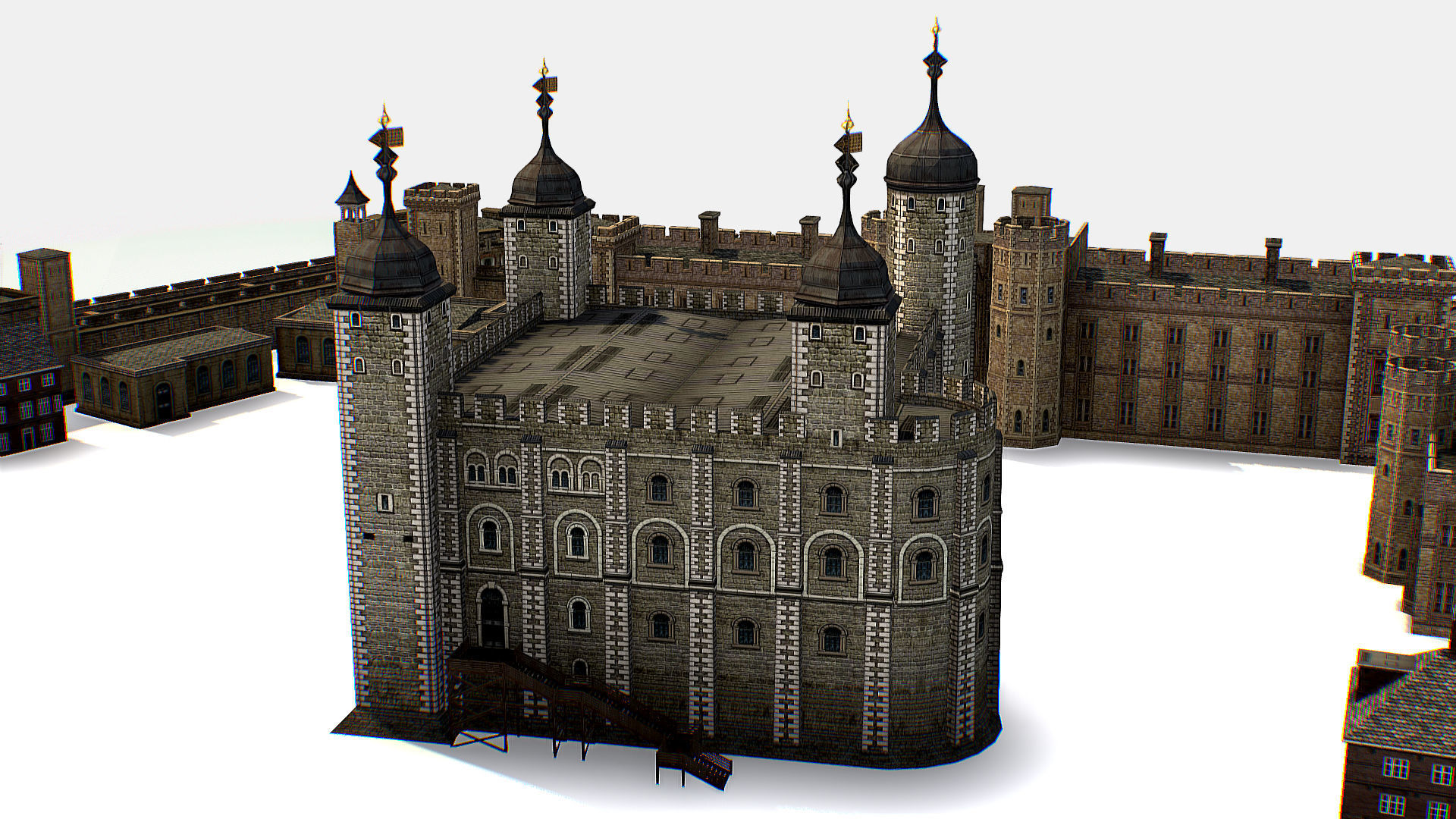 Fortress of the Tower of London historic castle 3d model Low-poly 3D model_13