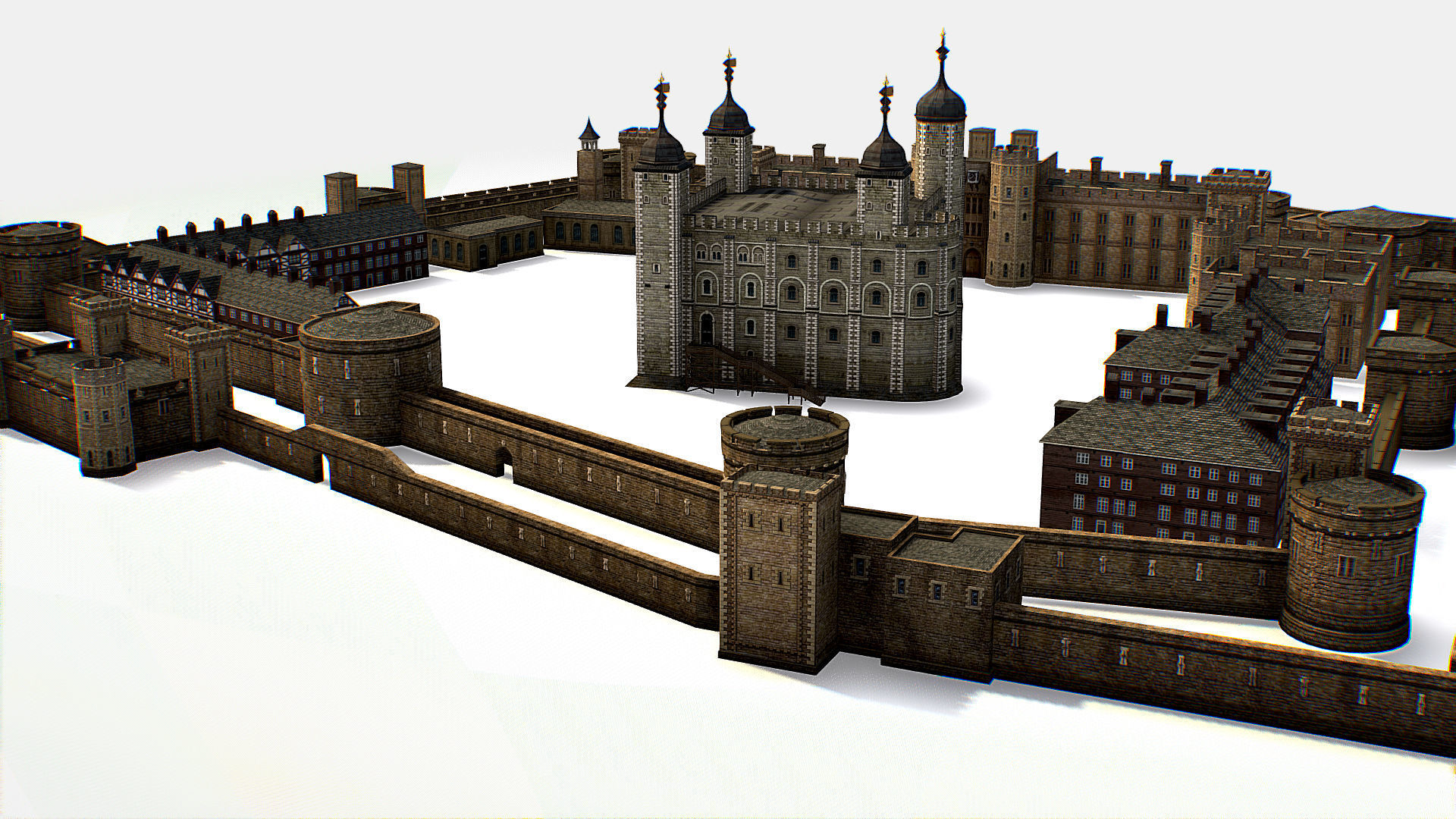 Fortress of the Tower of London historic castle 3d model Low-poly 3D model_4